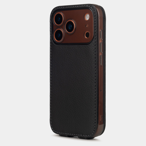 Чехол для iPhone 17 Pro Max - кожа теленка, черный