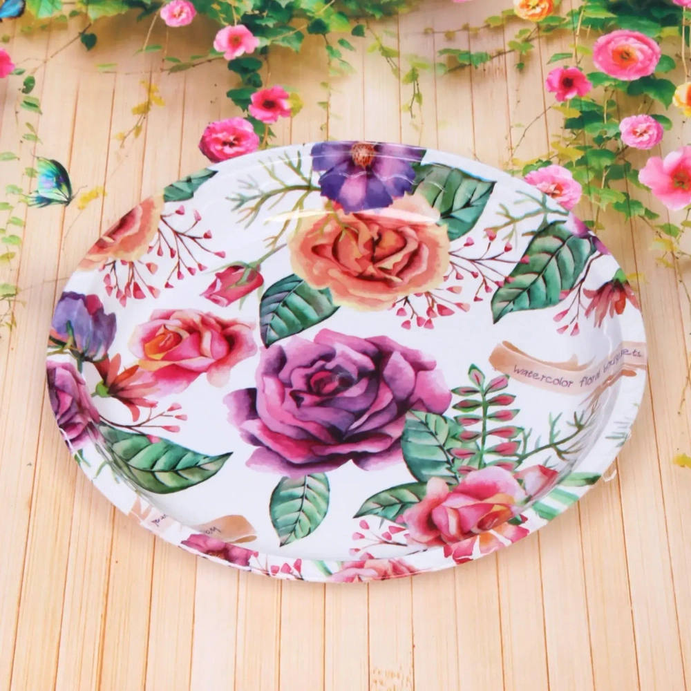 Поднос пластиковый «Розы» 25см