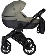 Детская коляска Indigo Mio S 3 в 1 с автокреслом Avionaut Cosmo Beige 05 т.серая кожа+зеленый