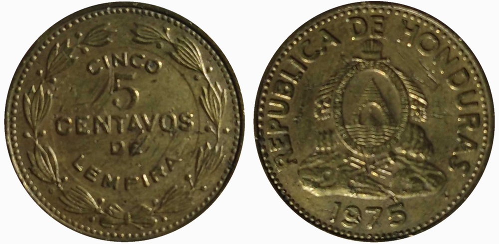 Гондурас 5 сентаво, 1975 - 1989 Герб VF