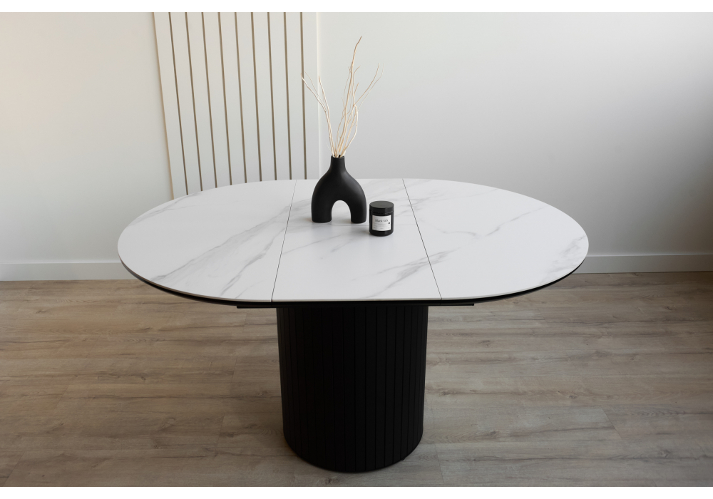 Керамический стол Woodville Лорен 100(140) snow white, черный