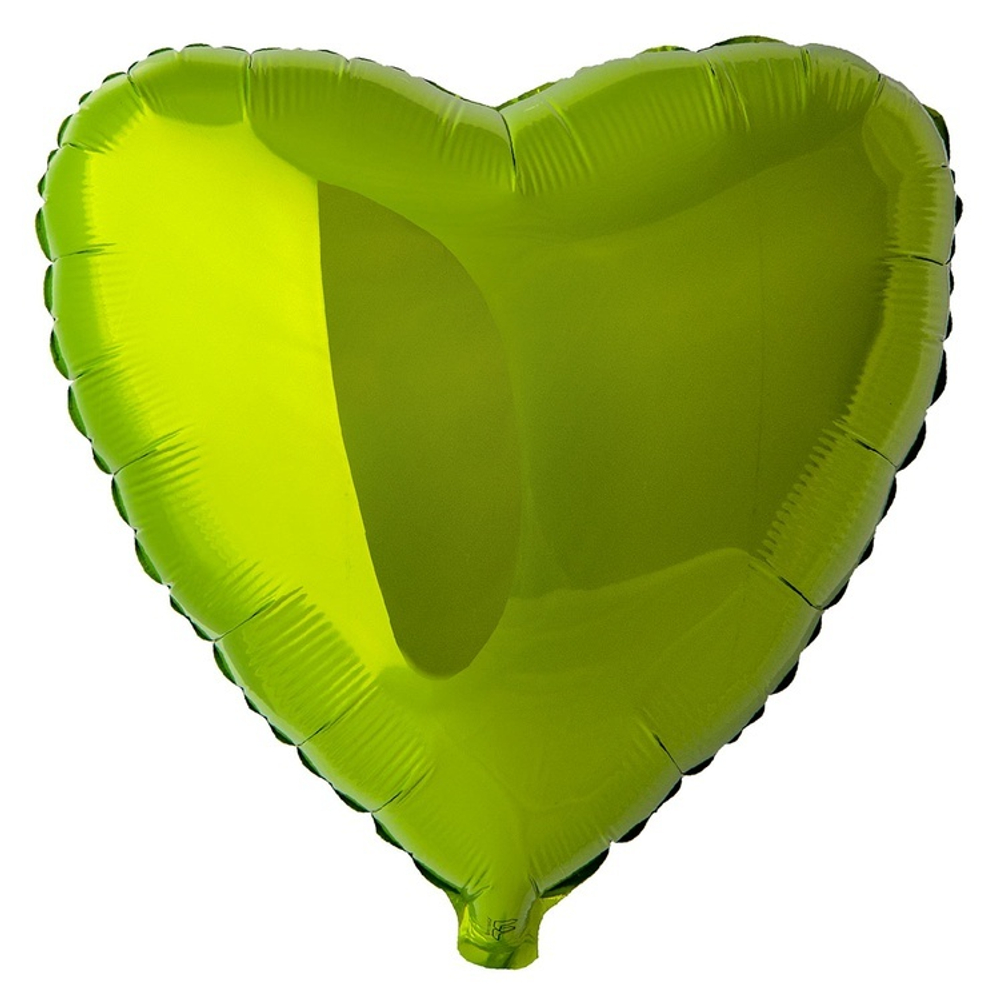 Фольгированная фигура, сердце, 18"/46СМ Металлик Lime Green