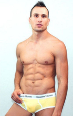 Мужские трусы-брифы с низкой посадкой и контрастной белой резинкой (Размер: XXXL) (Цвет: голубой)