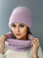 комплект шапка с шарфом- снуд зимний вязаный