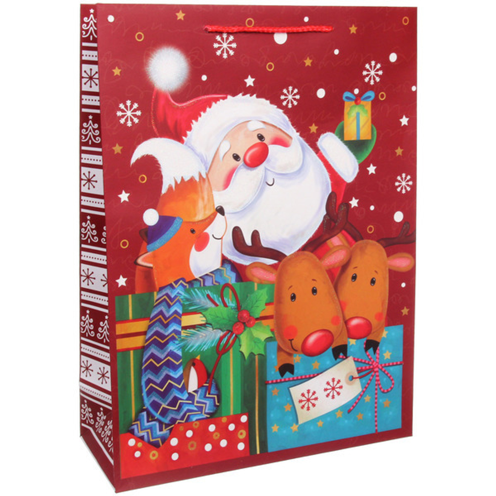Пакет подарочный «Веселый Дедушка Мороз» 31*42*12 см, микс
