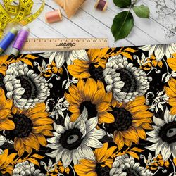 Ткань премиум Оксфорд 600D ночное поле подсолнухов