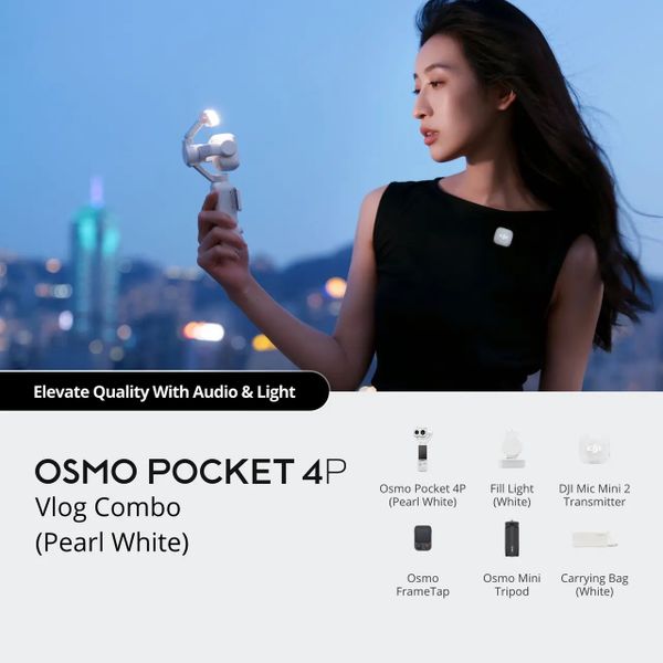 Экшн-камера DJI Osmo Pocket 4P Vlog Combo Белый | Pearl White
