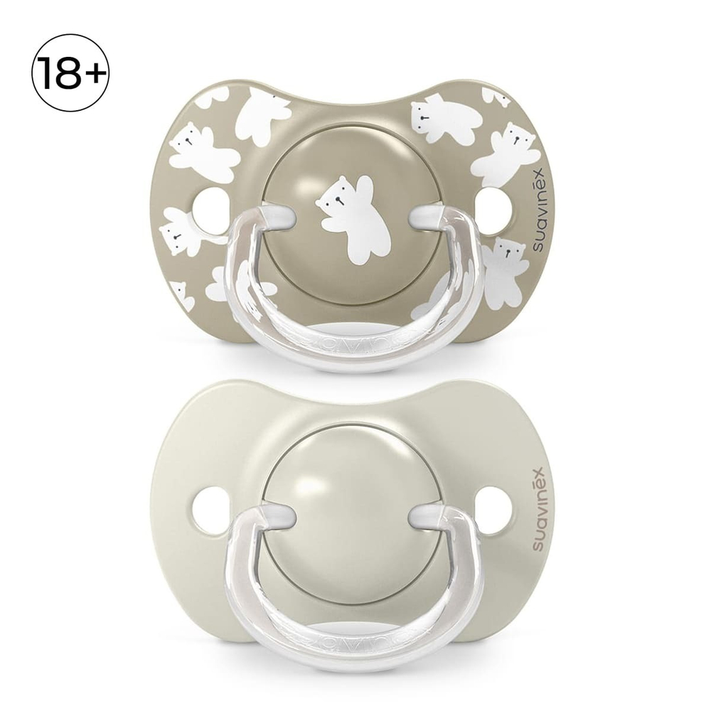 Набор физиологических пустышек Suavinex Wild бежевый, 18+ мес, 2 шт