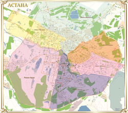 План-схема г. Астана 150 х 170 см подготовлена 17.03.25 год Обновленная добавлен новый район Сарайшык