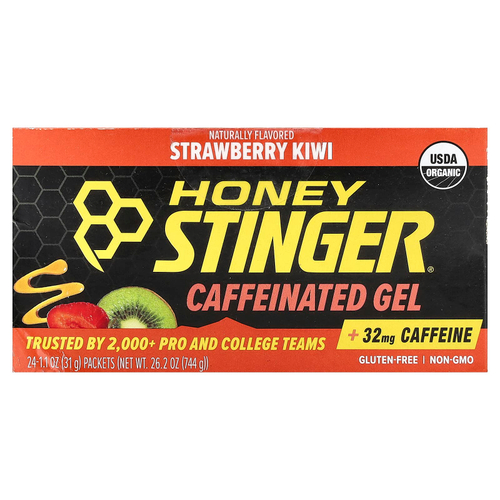 Honey Stinger, гель с кофеином, клубника и киви, 24 пакетика по 31 г (1,1 унции)