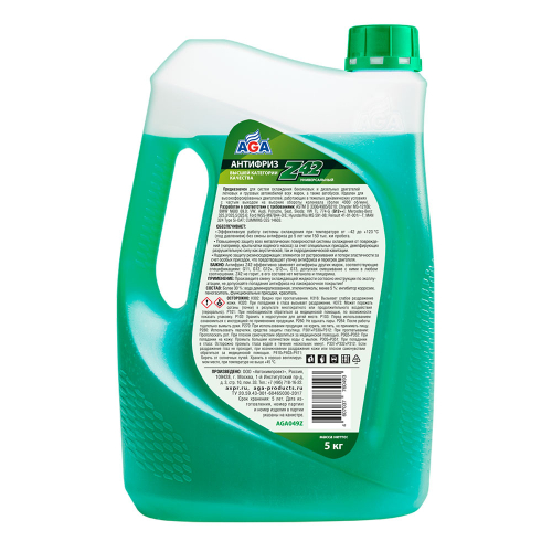 Антифриз AGA Z40 G12++ green -42 5кг.