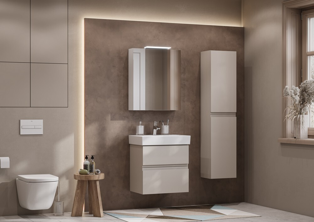 Комплект OLETA  A857639515 модуль для раковины 600 мм, 564х374х548 мм, с 2 ящиками, капучино + JIKA раковина 600х390 8.1242.6.000.104.1
