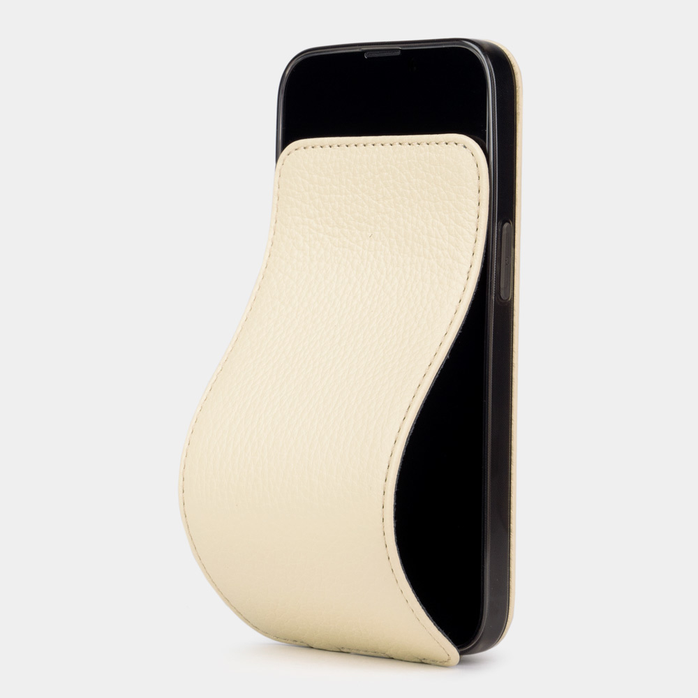 Чехол для iPhone 13 Pro из кожи теленка молочного цвета