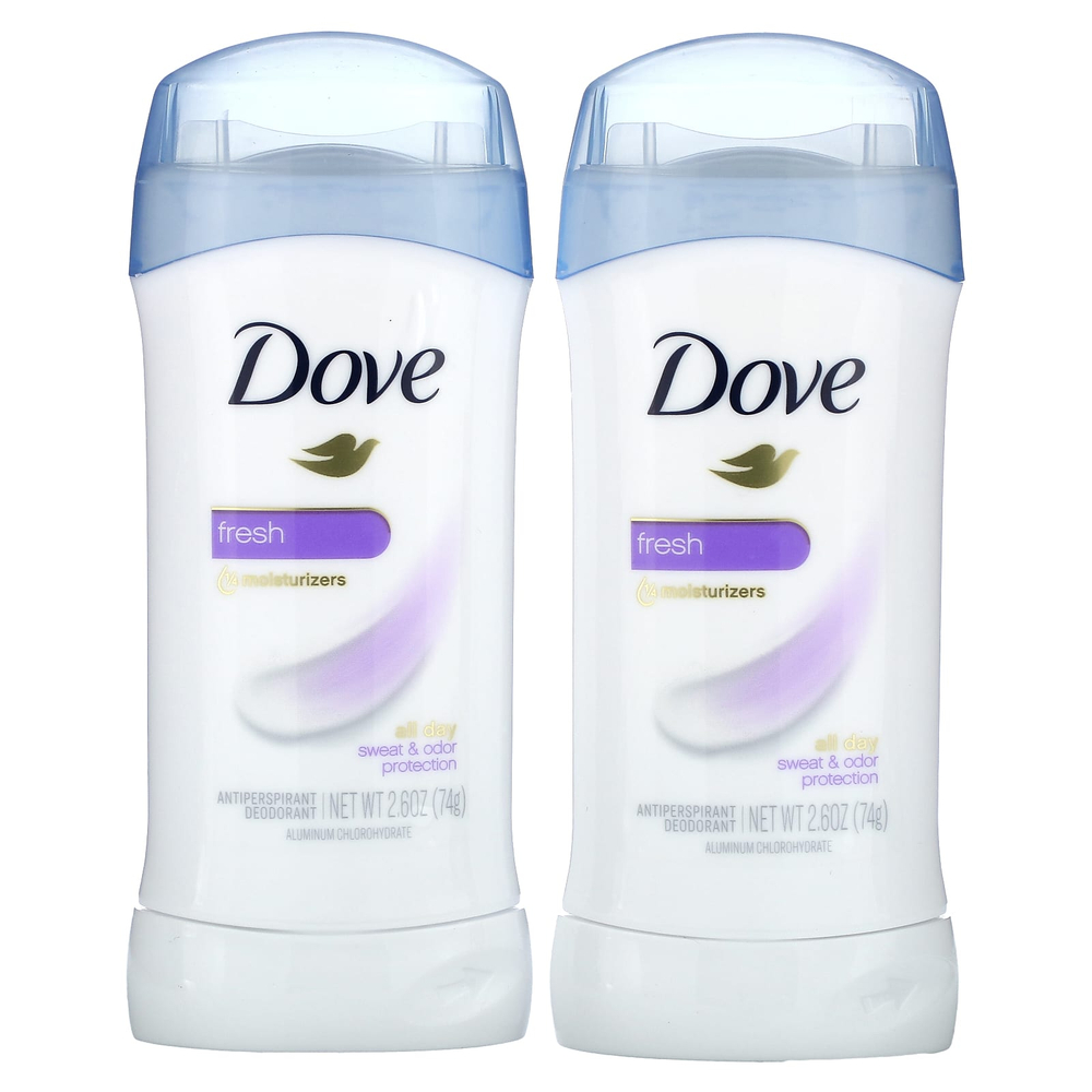 Dove, Дезодорант-антиперспирант, свежий, 2 шт. В упаковке, 74 г (2,6 унции)