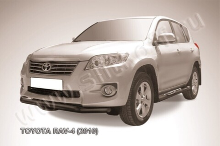 Защита переднего бампера Toyota Rav-4 (2010-2016) d57+d42 серебристая