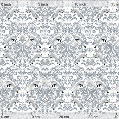 Дамасский орнамент с лисами в серых оттенках. (Дизайнер Irina Skaska) by Irina Skaska 349 DPI