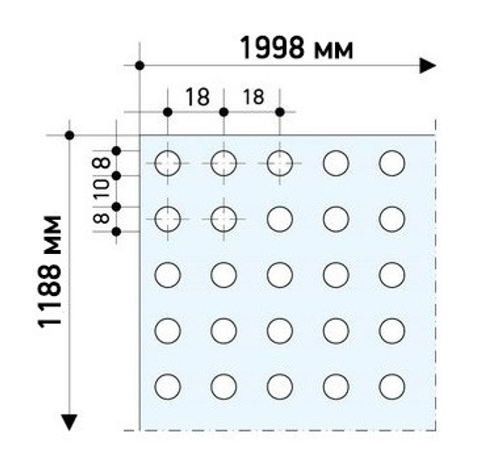 Лист гипсокартонный перфорированный Саундлайн-Акустика Поинт 4ПК 1998х1188х12,5 мм