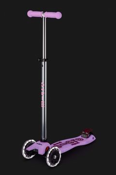 Самокат Maxi Micro Deluxe Glow LED светящийся яркий сиреневый