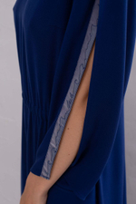 Длинное свободное платье с красивой спинкой (Размер: XL) (Цвет: синий)