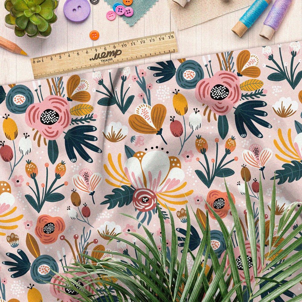 Ткань дюспо яркие цветы