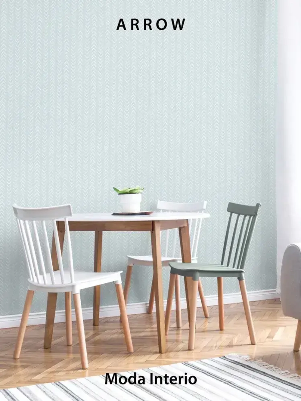 Обои винил на флизелине, геометрия на голубом, ковер, мешковина, метровые, для кухни, Arrow (Moda interio)