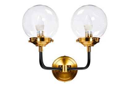 Бра настенное для спальни 32x23см Garda Decor Simple латунь со стеклянными плафонами