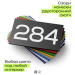 Номер на дверь 284, табличка на дверь для офиса, квартиры, кабинета, аудитории, склада, черная 120х70 мм, Айдентика Технолоджи