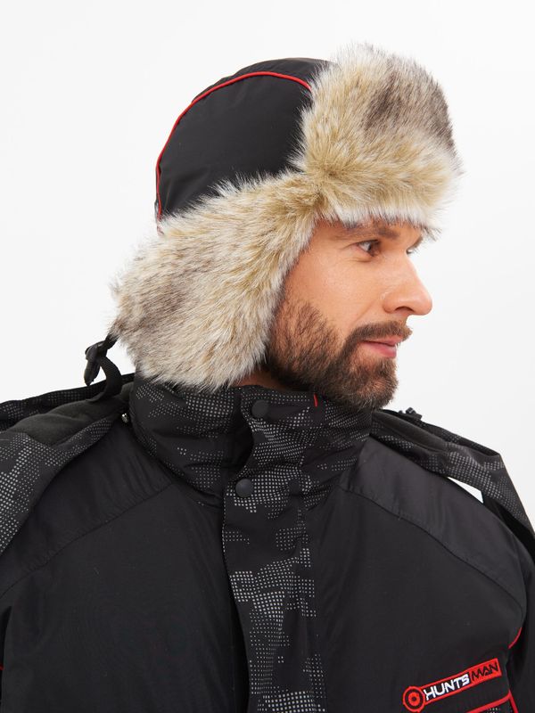 Шапка ушанка зимняя Reflect ткань Reflex Membrane цвет Чёрный иск. мех Волк
