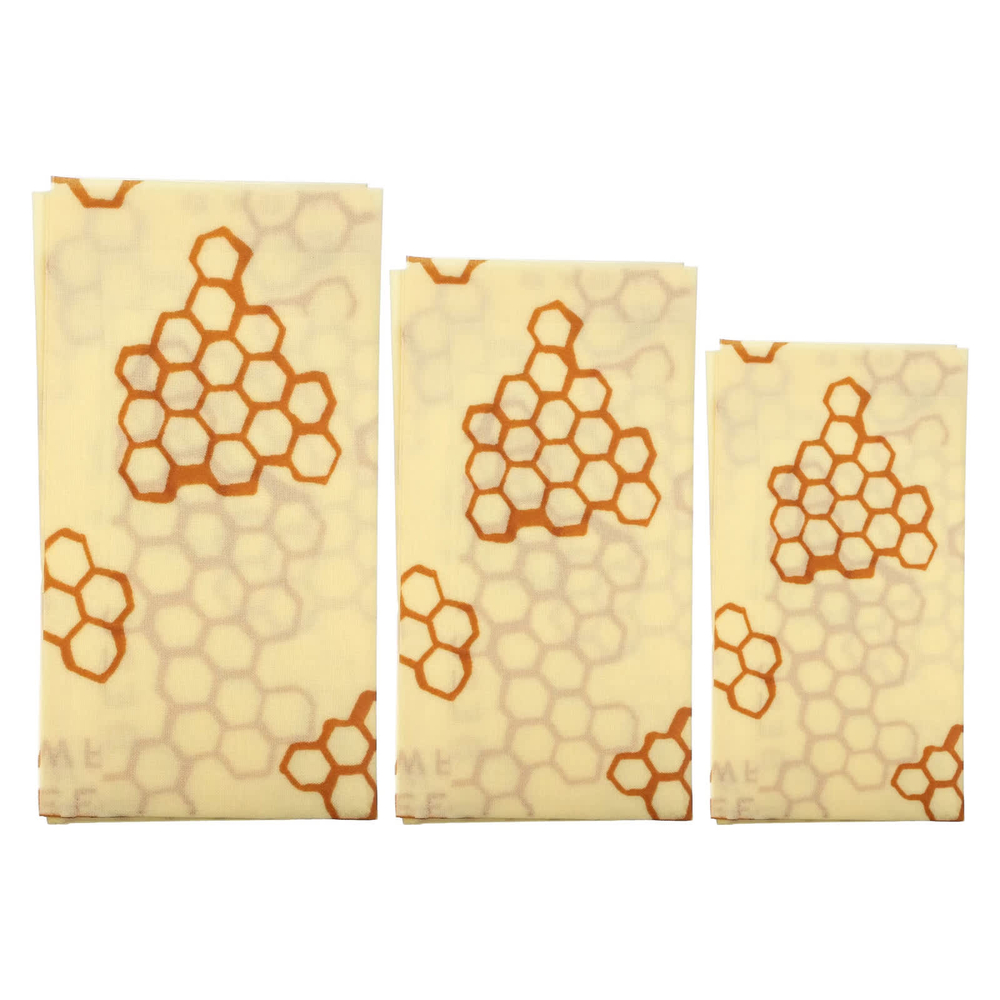 Bee's Wrap, Пищевая пленка, сотовый принт, 3 шт. В ассортименте