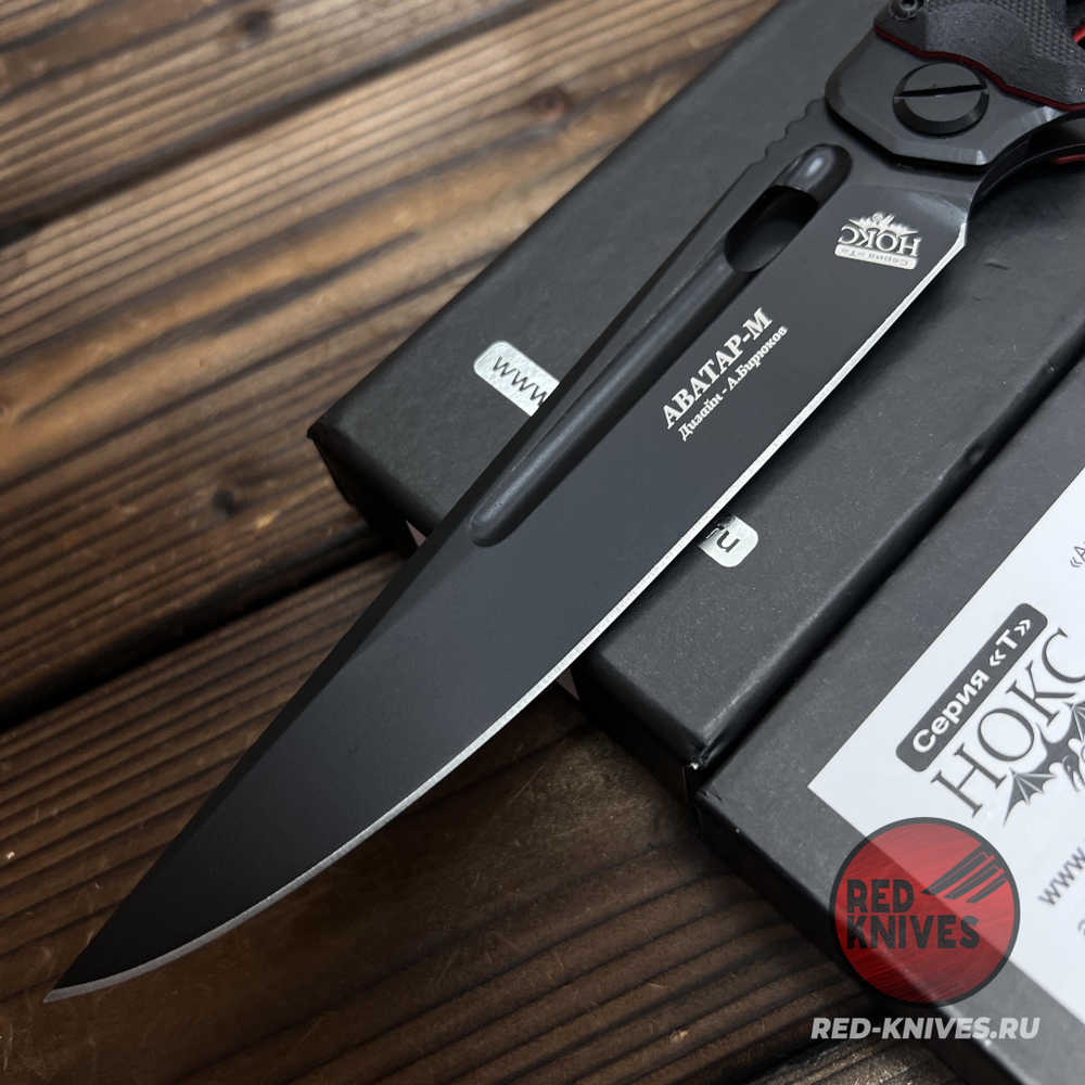 Складной нож НОКС Аватар М Red-Black 334-709404 на подшипниках c клинком из стали D2, рукоять G10