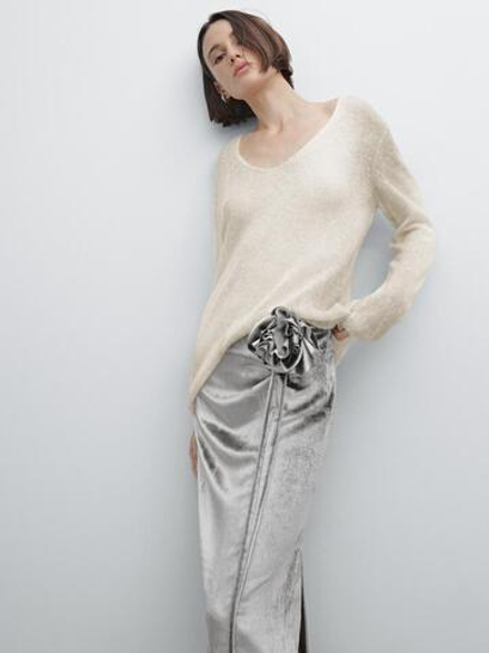 Massimo Dutti Трикотажный свитер - Studio, натуральный, кремовый