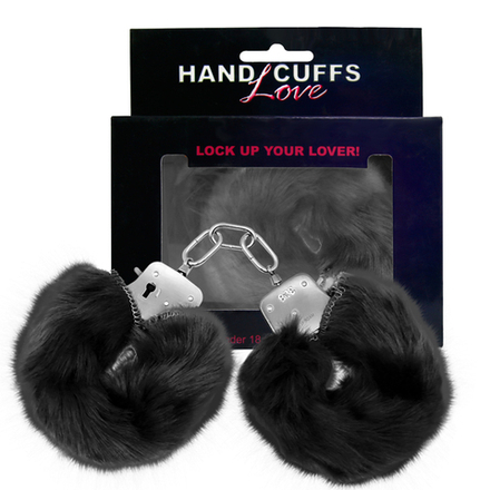 Черные меховые наручники Love с ключиками