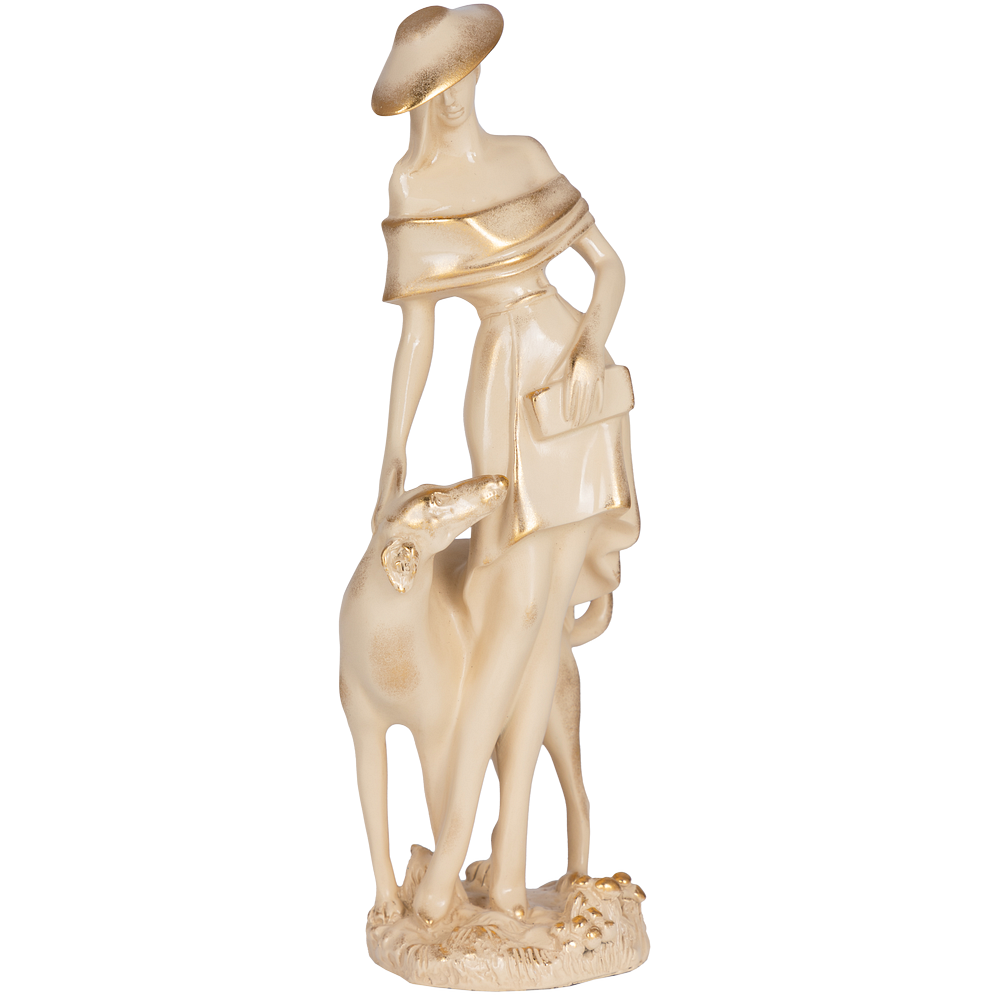 Скульптура Девушка с собакой Айвори