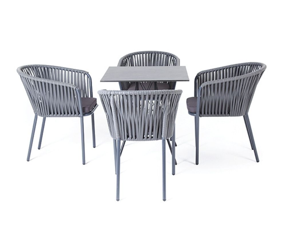 "Конте" обеденная группа на 4 персоны, квадратный стол, цвет "серый гранит"