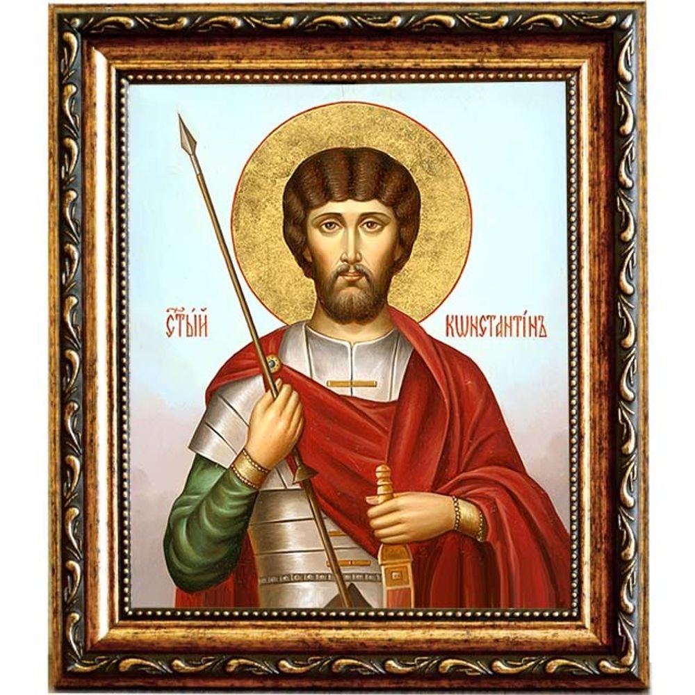 Константин Амморейский (Фригийский) мученик. Икона на холсте. В раме 15 х 18 см.