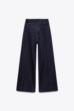 ZARA ДЖИНСЫ WIDE LEG С ВЫСОКОЙ ПОСАДКОЙ — ZW COLLECTION, СИНИЙ
