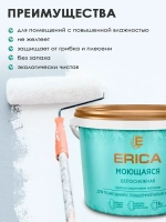 Краска для стен и потолков ERICA, белая, моющаяся, матовая, 2,7кг без запаха