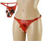 Трусики Sitabella для страпона 3 плага красные кожа