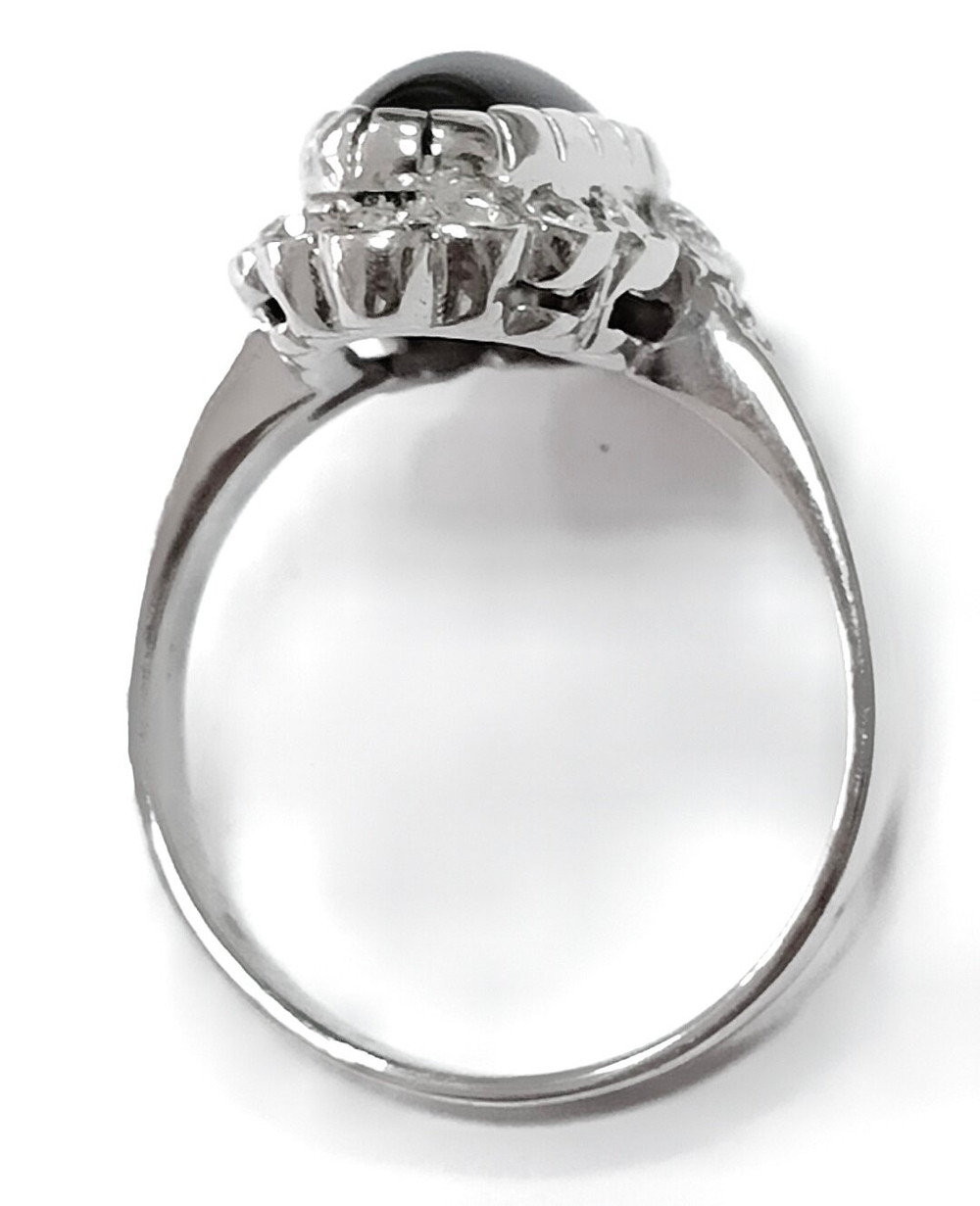 Ювелирное кольцо из серебра,вставка оникс,фианиты