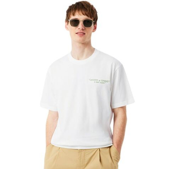 Мужская теннисная футболка Lacoste Embroidered Cotton - white