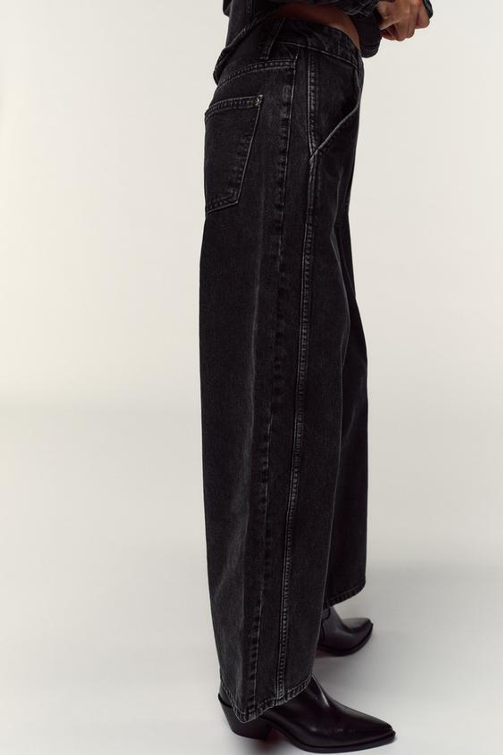 ZARA ДЖИНСЫ-КЮЛОТЫ Z1975 С ВЫСОКОЙ ПОСАДКОЙ, ЧЕРНЫЙ