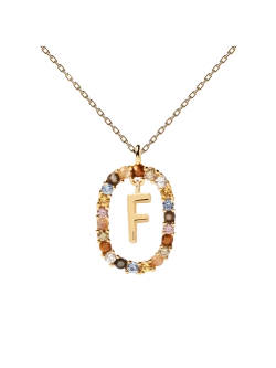 Колье Буква F серебро 925 пробы покрытое золотом