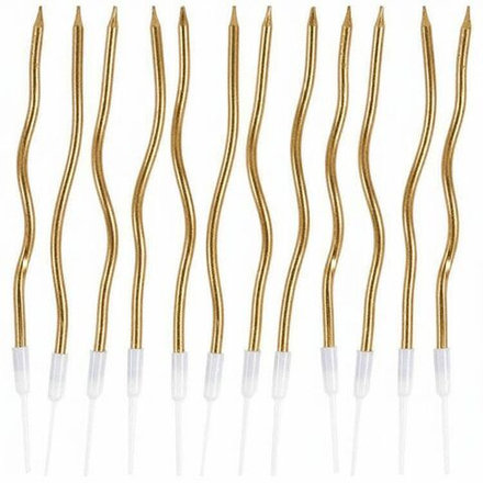 Свечи для торта «Волна» в золотом цвете 13 см, 12 шт