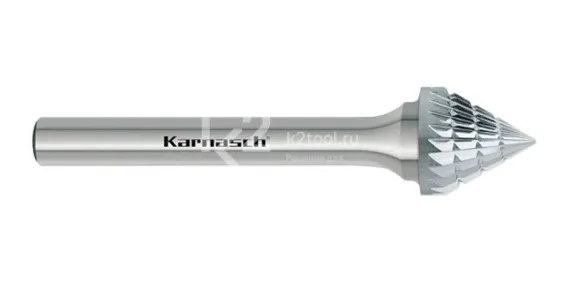 Борфреза твердосплавная Karnasch форма J (зенкер с вершиной 60°), 6х6х6х50 мм, универсальная насечка HP-3, без покрытия, арт. 11.3101-010