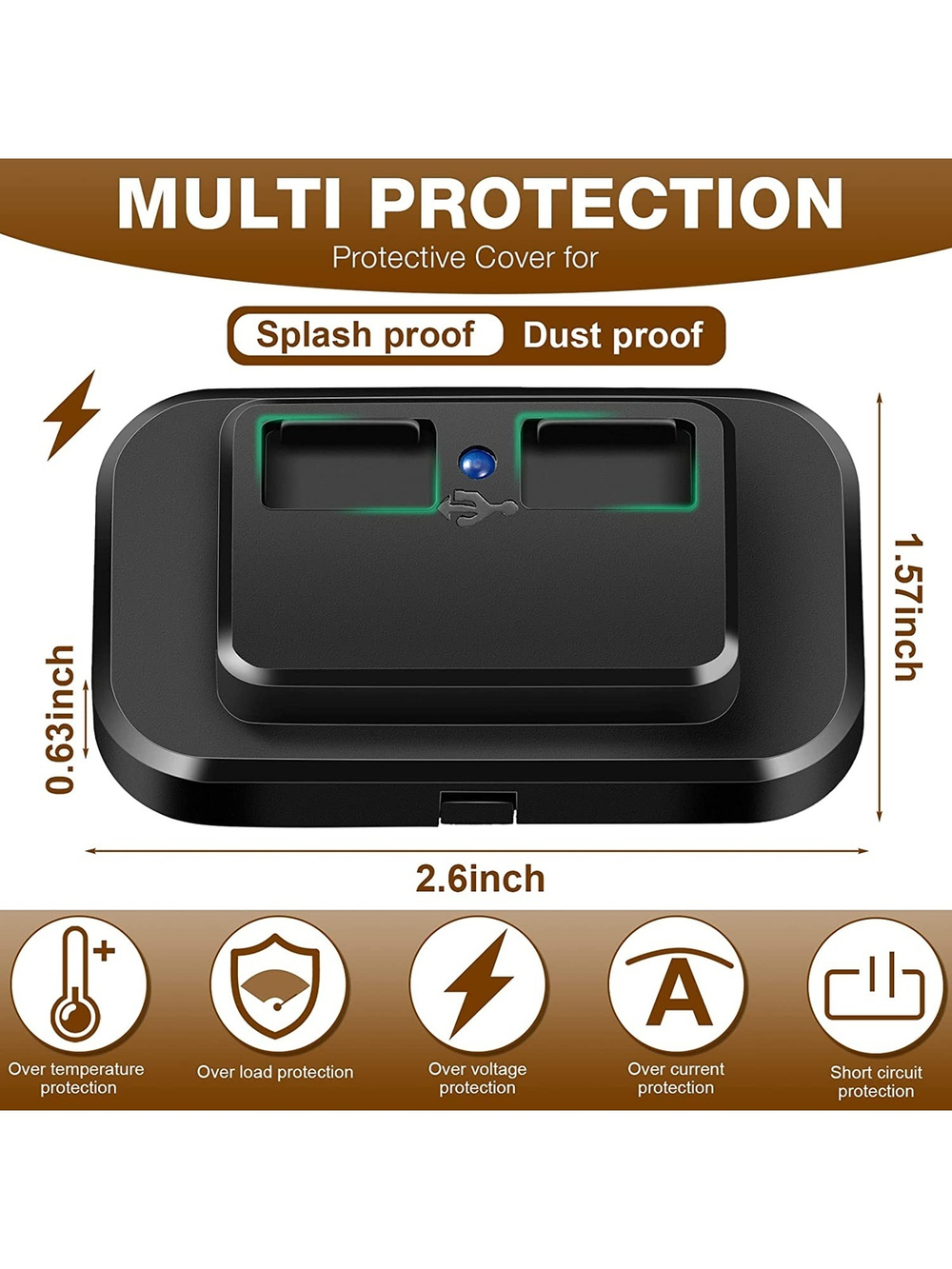 Розетка USB 2 5В/2,4А накладная