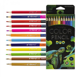 Карандаши цветные двусторонние Yalong 12/24 цв., "Неоновые животные" деревянные, трехгранные, заточенные, грифель 3.0 мм, картон. уп., европодвес