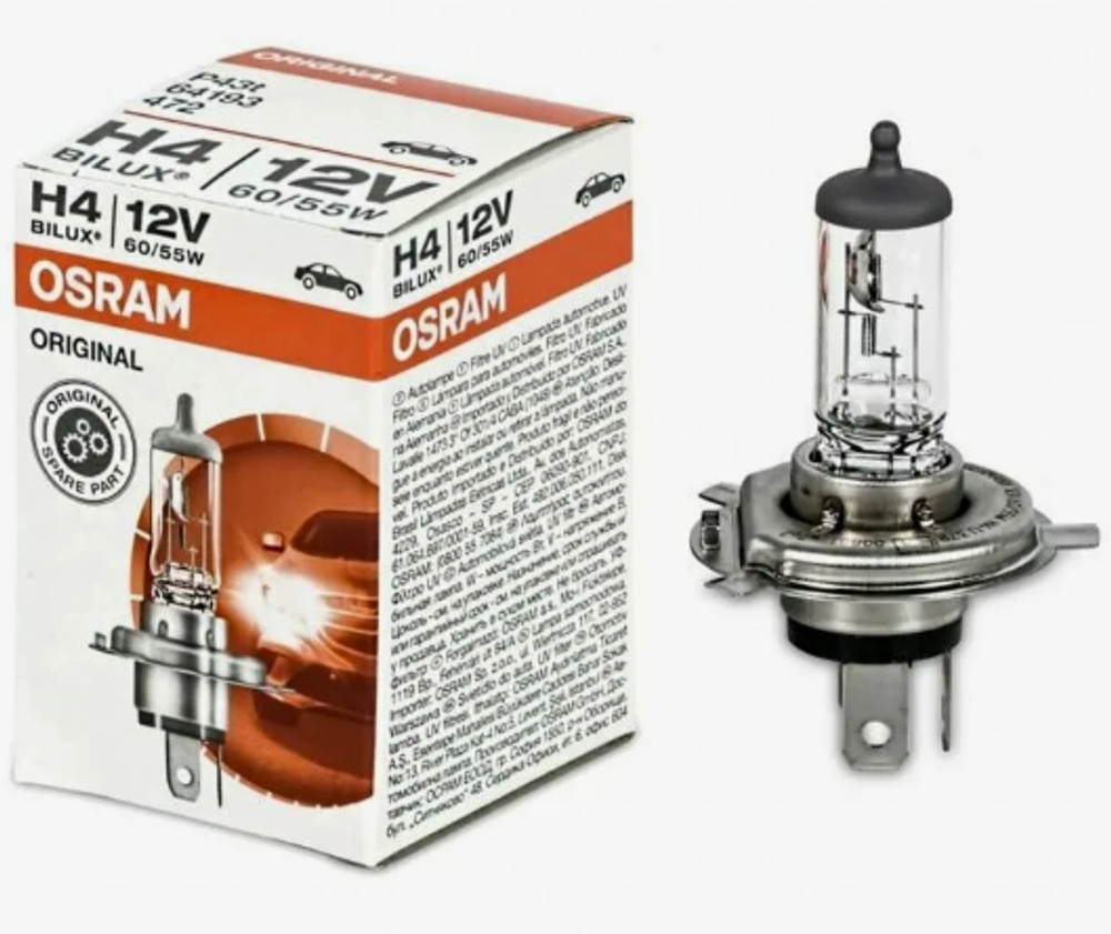 Автолампа H4 12V 60/55W P43t Osram  (#64193) ORIGINAL