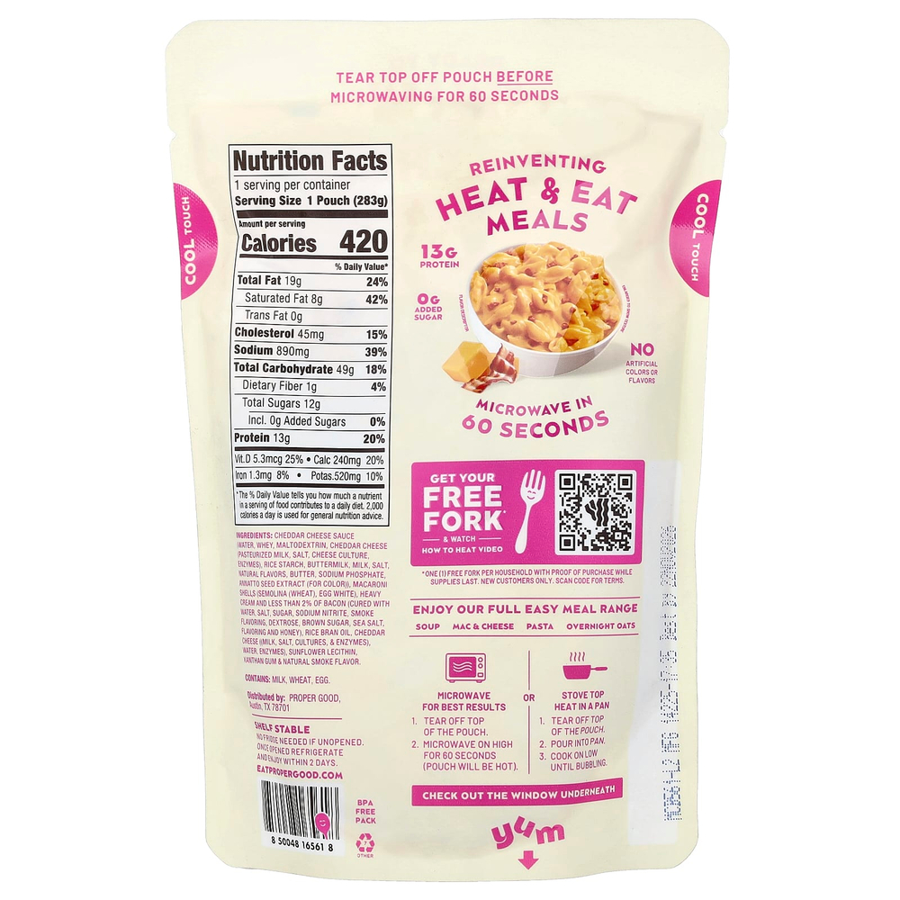 Proper Good, макароны с сыром, бекон и чеддер, 283 г (10 унций)