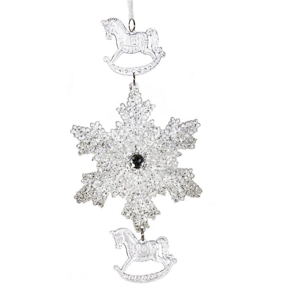 GAEM Украшение новогоднеe подвеска"Снежинка с лошадками", L11,5 W0,5 H24 см
