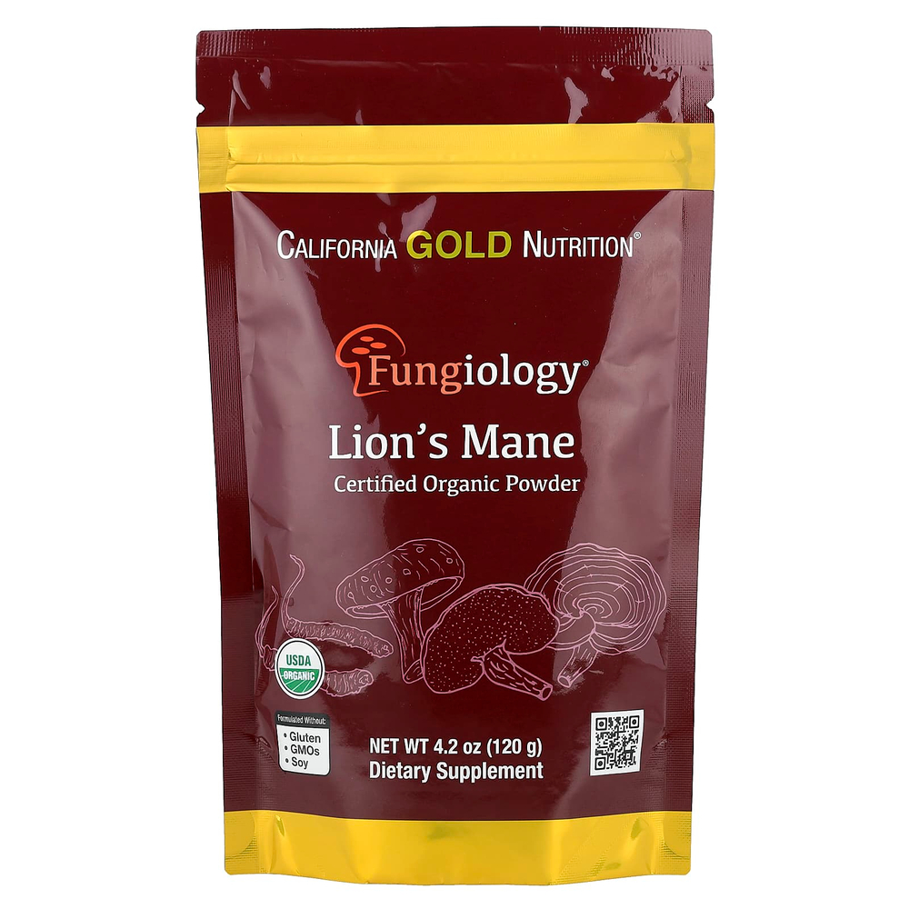 California Gold Nutrition, Fungiology®, порошок из сертифицированного органического ежовика гребенчатого, 120 г (4,2 унции)